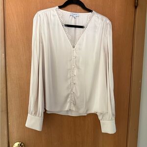 Evereve Champagne Button-Down Blouse